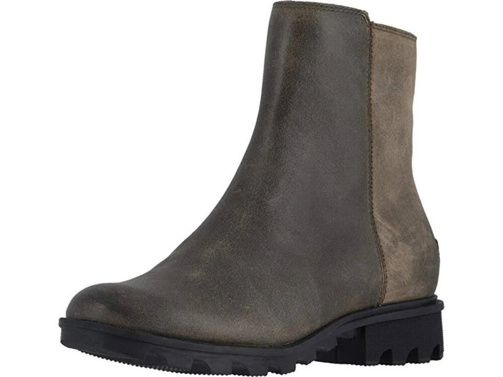 Sorel Phoenix Zip Ankle Booties Round Toe Heeled Suede Leather Burro Gray 7.5